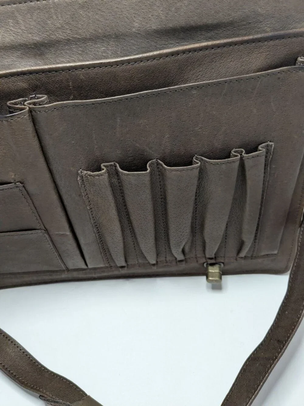 Wilsons Leather Brown Leather Briefcase Messenger Bag Top Handle Shoulder Strap